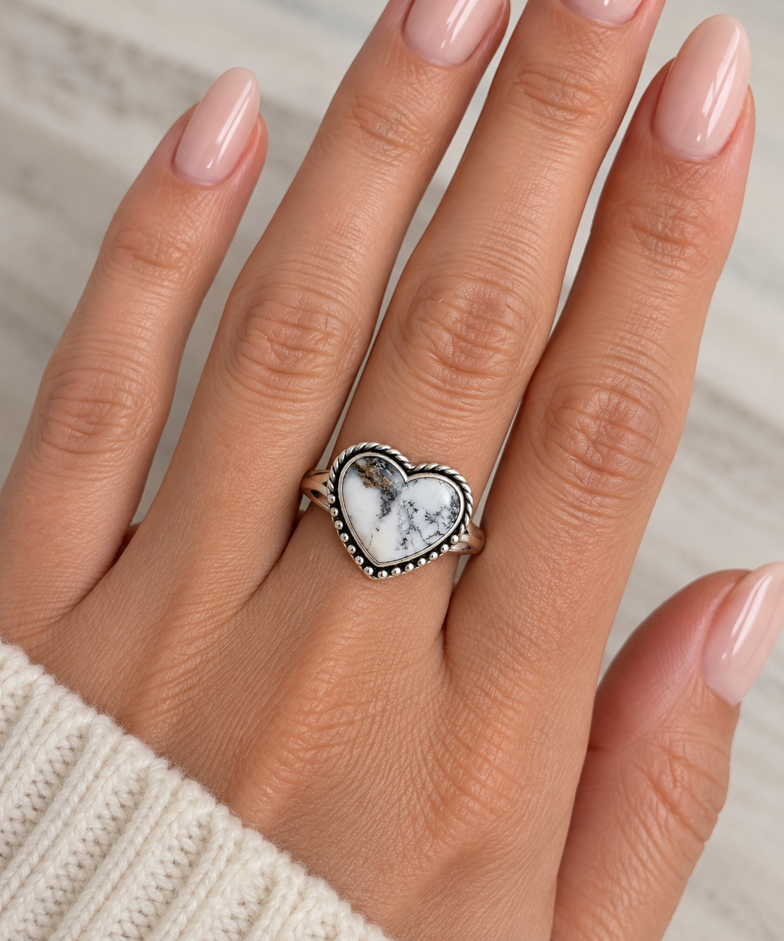 Wild Heart White Buffalo 925 Sterling Silver Ring