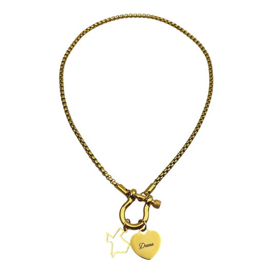 Texas Sweetheart Necklace Gold Stainless
