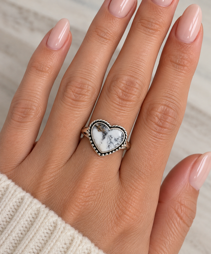Wild Heart White Buffalo 925 Sterling Silver Ring