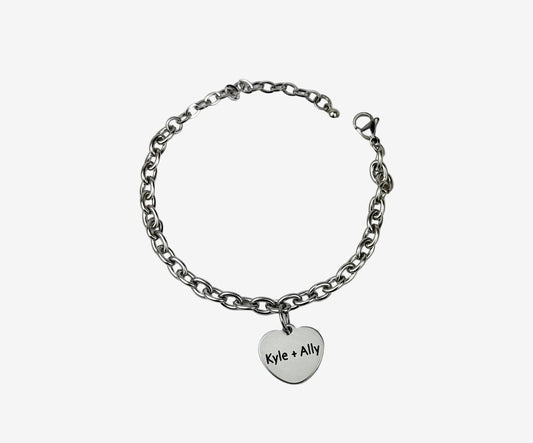 Heart Name Charm Bracelet