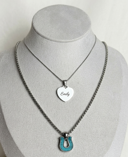 Blue Horseshoe Necklace