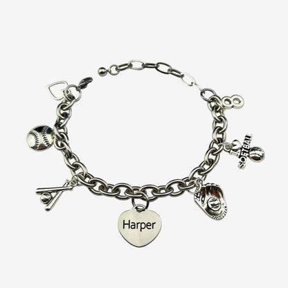 Softball Spirit Charm Bracelet