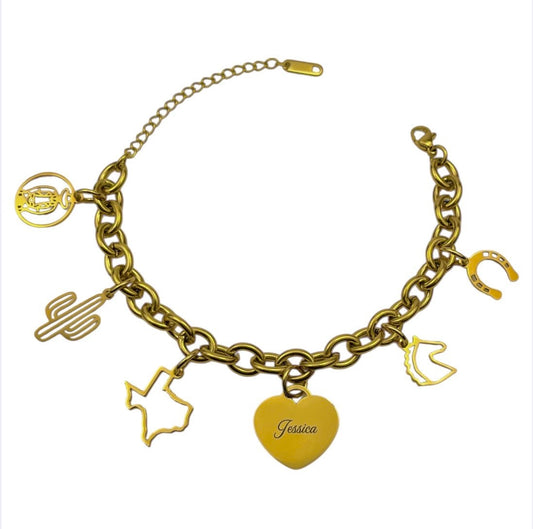 The Western Roots Charm Bracelet Gold Stainless