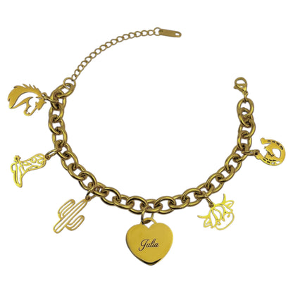 Rodeo Memories Charm Bracelet Gold Stainless