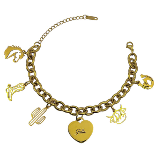 Rodeo Memories Charm Bracelet Gold Stainless