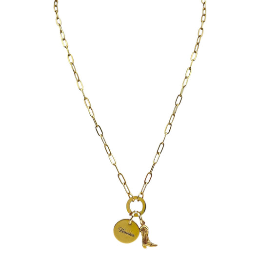 Boot Scootin' Necklace Gold Stainless